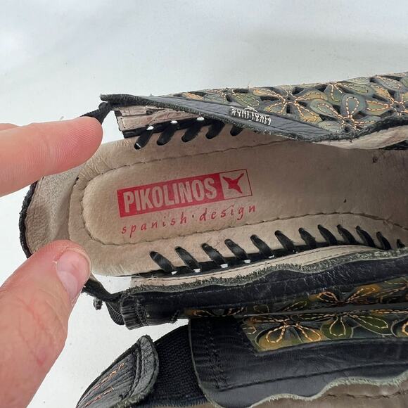 Pikolinos Slingback Sandals Women's 7.5 Multicolor Leather Floral Almond Toe - Picture 9 of 10